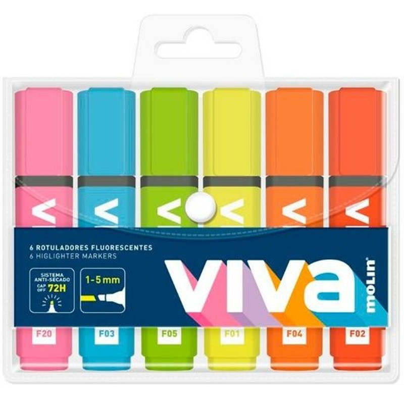 Set de Marcadores Fluorescentes Molin VIVA Multicolor 6 Piezas Set de Marcadores Fluorescentes Molin VIVA Multicolor 6 Piezas