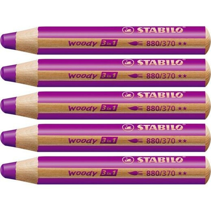 Lápices de colores Stabilo Woody Lila 3 en 1 (5 Unidades)
