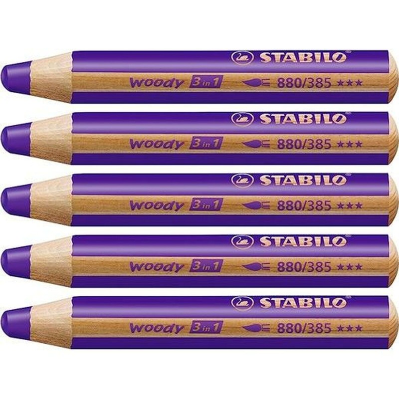 Lápices de colores Stabilo Woody Violeta 3 en 1 (5 Unidades)