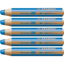 Lápices de colores Stabilo Woody Azul 3 en 1 (5 Unidades)