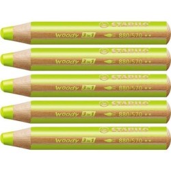 Lápices de colores Stabilo Woody Verde 3 en 1 (5 Unidades)