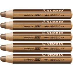 Lápices de colores Stabilo Woody Marrón 3 en 1 (5 Unidades)