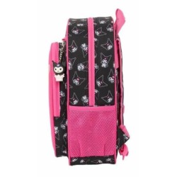 Mochila Escolar Kuromi Negro Fucsia 26 x 34 x 11 cm