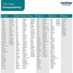 Cinta Laminada para Rotuladoras Brother TZE345 Blanco/Negro 18mm