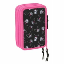 Plumier Triple Kuromi Negro Fucsia 12,5 x 19,5 x 5,5 cm 37 Piezas