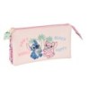 Portatodo Triple Lilo & Stitch Beach Rosa 22 x 12 x 3 cm