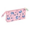 Portatodo Triple Lilo & Stitch Beach Rosa 22 x 12 x 3 cm
