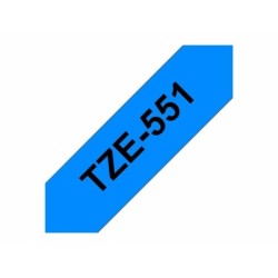 Cinta Laminada para Rotuladoras Brother TZE-551 Negro/Azul 24 mm x 8 m