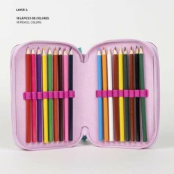 Estuche Escolar Minnie Mouse Fucsia 12,5 x 6,5 x 19,5 cm