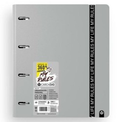 Carpeta de anillas Carchivo CARPEBLOCK 360 MY RULES Gris A4 (8 Unidades)