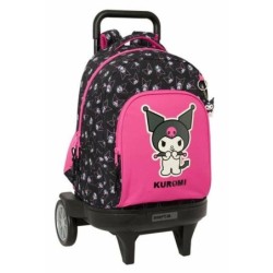 Mochila Escolar Kuromi Negro Fucsia 33 x 45 x 22 cm