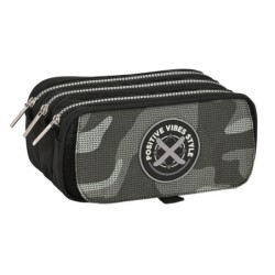 Estuche Escolar Safta Stone Negro 21,5 x 10 x 8 cm