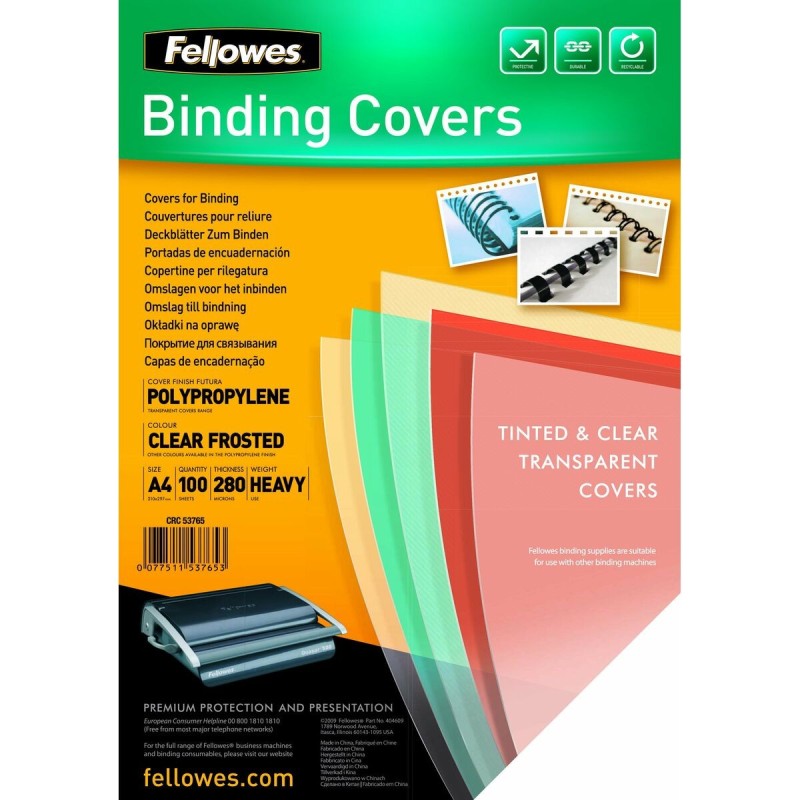 Portadas de encuadernación Fellowes Futura Transparente A4 Plástico (100 Unidades)