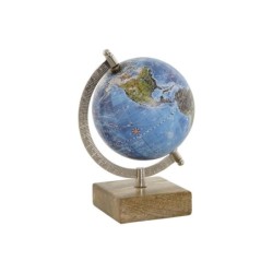 Globo Terraqueo Home ESPRIT Azul Marrón PVC Madera de mango 14 x 12 x 20 cm