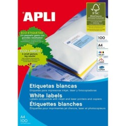 Etiquetas adhesivas Apli 1273 100 Hojas 70 x 37 mm Blanco