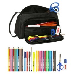 Estuche Escolar con Accesorios Safta California Negro 20 x 11 x 8.5 cm (32 Piezas)