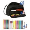 Estuche Escolar con Accesorios Safta California Negro 20 x 11 x 8.5 cm (32 Piezas)