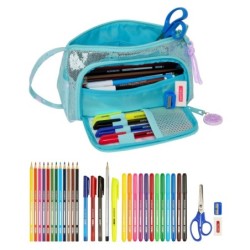 Estuche Escolar con Accesorios Frozen Hello spring Azul claro 20 x 11 x 8.5 cm (32 Piezas)