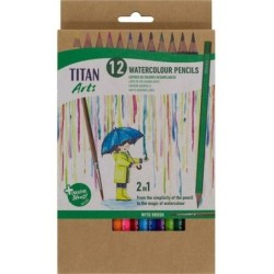 Lápices de Colores Acuarelables Titan Arts Multicolor 12 Piezas