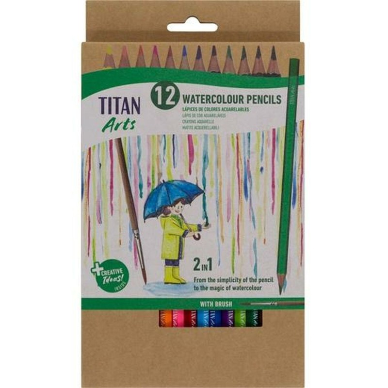 Lápices de Colores Acuarelables Titan Arts Multicolor 12 Piezas
