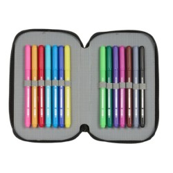 Plumier Doble Real Madrid C.F. Negro 12.5 x 19.5 x 4 cm (28 piezas)