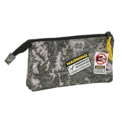Portatodo Triple Jurassic World Warning Gris 22 x 12 x 3 cm