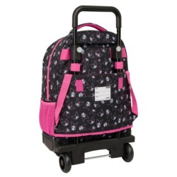 Mochila Escolar Kuromi Negro Fucsia 33 x 45 x 22 cm