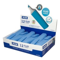 Set de Marcadores Fluorescentes Milan Azul (12 Unidades)