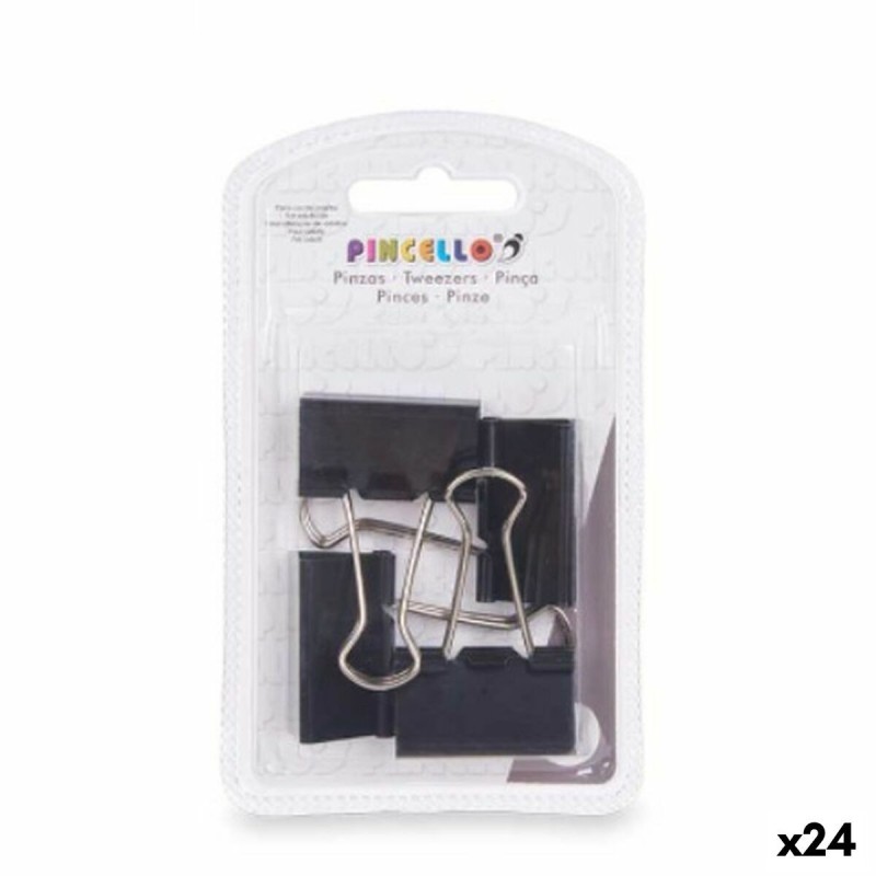 Pinzas Pincello 392 Negro Metal Clip Grande (24 Unidades)