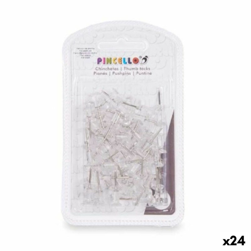 Chinchetas Pincello 394 Transparente Metal Plástico (24 Unidades)