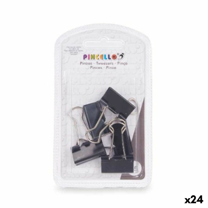 Pinzas Pincello 391 Negro Metal Clip Mediano (24 Unidades)