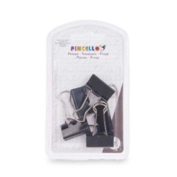 Pinzas Pincello 391 Negro Metal Clip Mediano (24 Unidades)