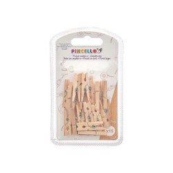 Pinzas Pincello 399 Marrón Madera Pequeño (24 Unidades)