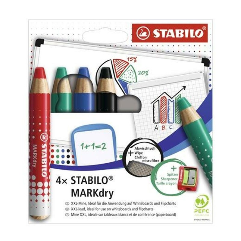Set de Marcadores Stabilo Markdry 4 Piezas Multicolor Set de Marcadores Stabilo Markdry 4 Piezas Multicolor