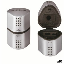 Sacapuntas Faber-Castell Grip 2001 3 en 1 Plateado Metal (10 Unidades)