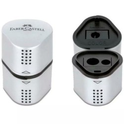 Sacapuntas Faber-Castell Grip 2001 3 en 1 Plateado Metal (10 Unidades)