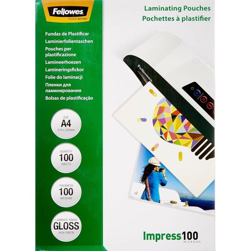 Fundas de plastificar Fellowes 5351111 Transparente A4 Plastificadora (100 Unidades)