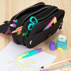 Estuche Escolar Milan Sunset Negro 13 x 24 x 10 cm