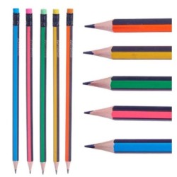 Set de Lápices Pincello 473 Amarillo Azul Verde Multicolor Naranja Rayas (12 Unidades)