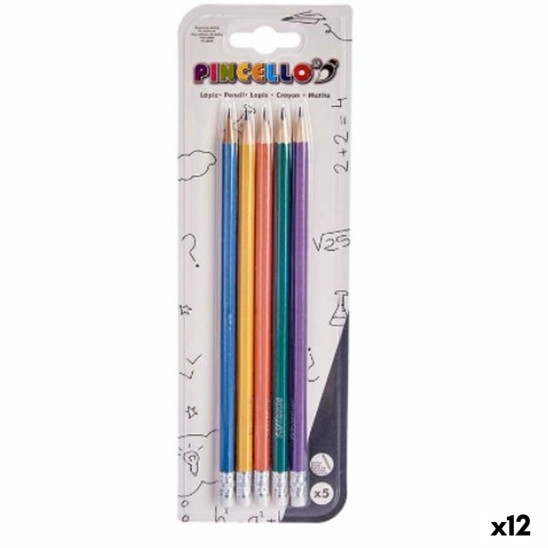 Set de Lápices Pincello 499 Amarillo Azul Verde Multicolor Naranja Pastel (12 Unidades)