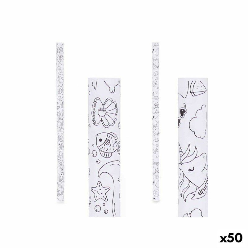 Papel de Regalo Pincello 80GR - COLOREAR Blanco 70 x 150 cm (50 Unidades)
