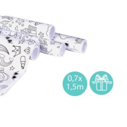 Papel de Regalo Pincello 80GR - COLOREAR Blanco 70 x 150 cm (50 Unidades)