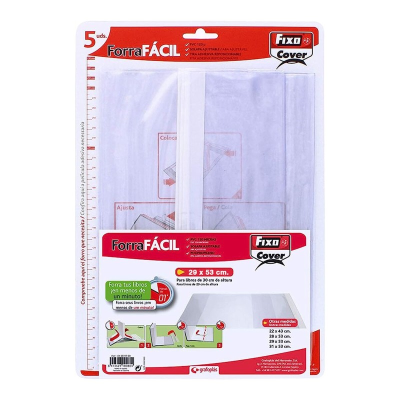 Forro Adhesivo para Libros Grafoplas Transparente PVC 5 Unidades 29 x 53 cm Forro Adhesivo para Libros Grafoplas Transparente PVC 5 Unidades 29 x 53 cm