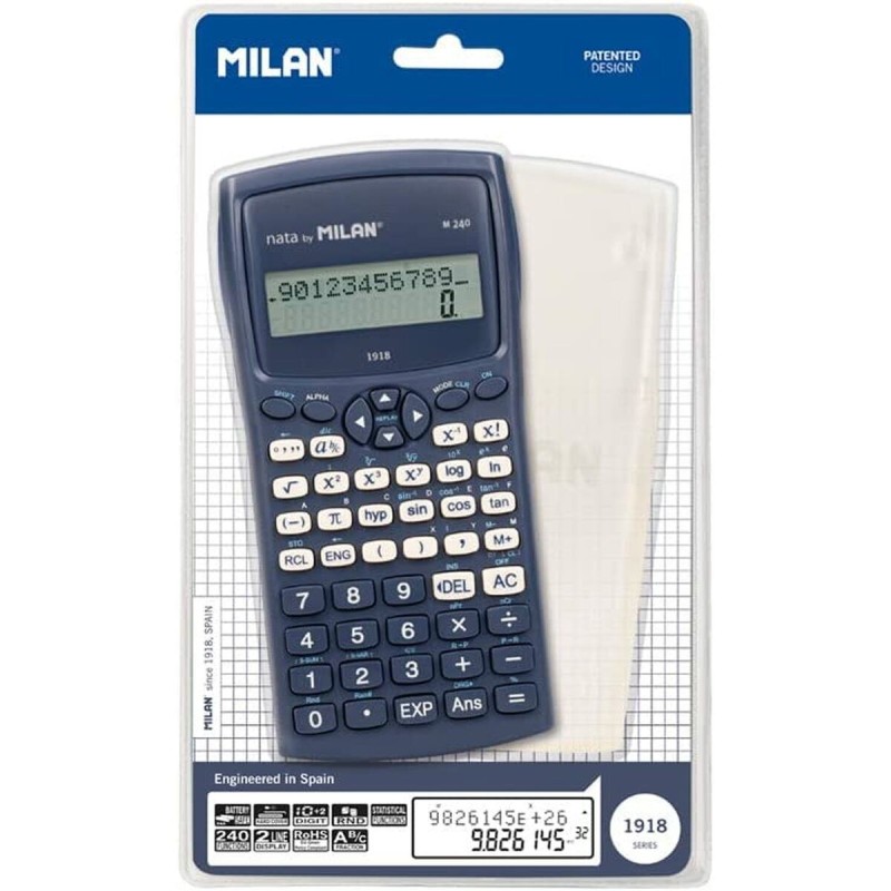 Calculadora Científica Milan M240-1918 Azul 16,7 x 8,4 x 1,9 cm Calculadora Científica Milan M240-1918 Azul 16,7 x 8,4 x 1,9 cm