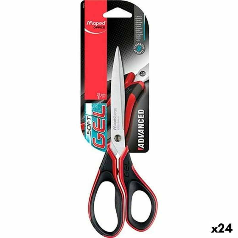 Tijeras Maped Advanced Soft Gel Rojo Negro Acero Inoxidable 21 cm (24 Unidades) Tijeras Maped Advanced Soft Gel Rojo Negro Acero Inoxidable 21 cm (24 Unidades)