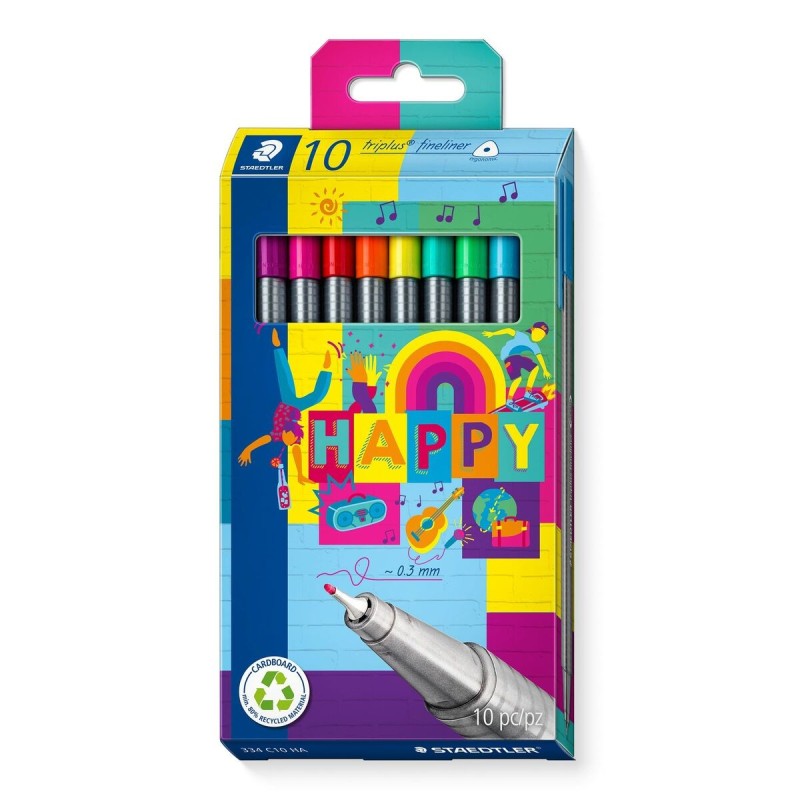 Set de Rotuladores Staedtler Triplus Fineliner 334 10 Piezas Multicolor