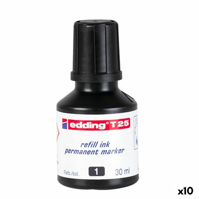 Tinta de recarga Edding T25 Permanente Negro 30 ml (10 Unidades) Tinta de recarga Edding T25 Permanente Negro 30 ml (10 Unidades)