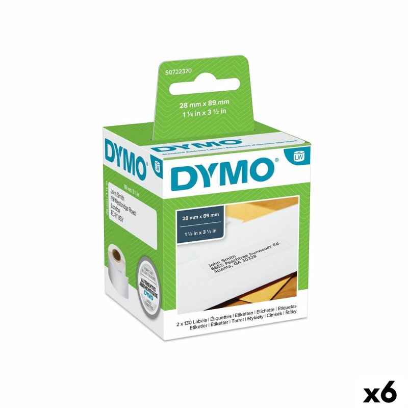 Etiquetas para Impresora Dymo 99010 28 x 89 mm LabelWriter™ Blanco Negro (6 Unidades)