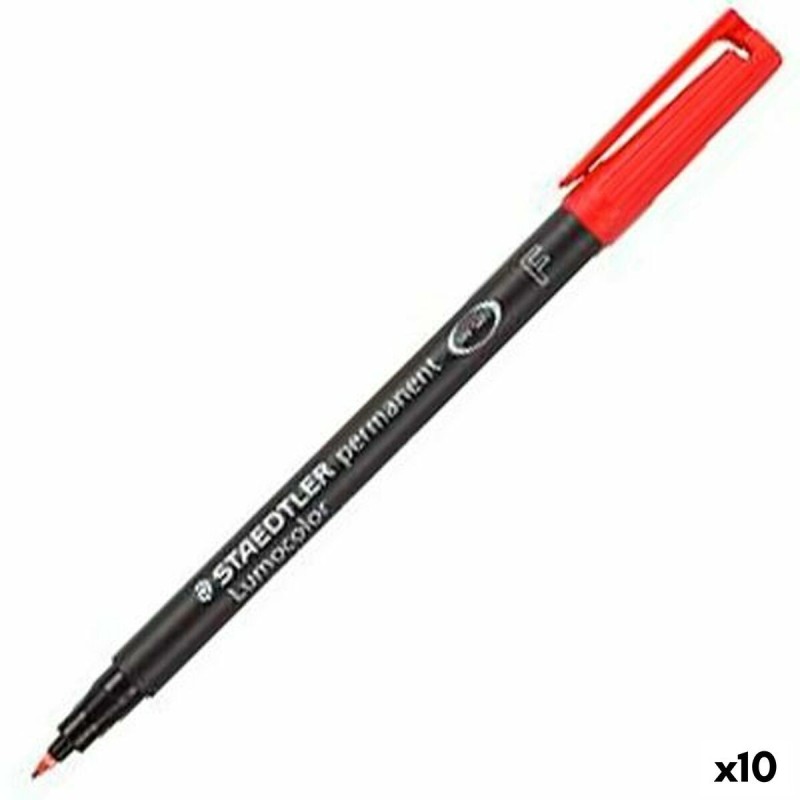 Rotulador permanente Staedtler Lumocolor 318-2 F Rojo (10 Unidades)