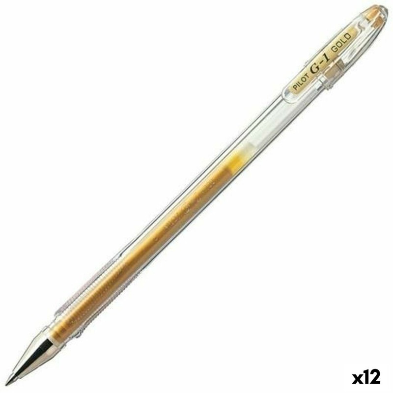 Bolígrafo Roller Pilot G-1 Dorado 0,4 mm (12 Unidades)